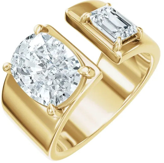 14K Yellow Gold 2 1/2 CTW Lab-Grown Diamond Two-Stone Engagement Ring